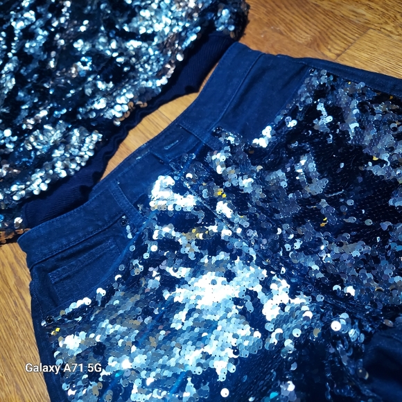 NWOT Juicy Couture 2-Tone Luxe Denim High Waisted Sparkly Sequin Jeans - Picture 11 of 14